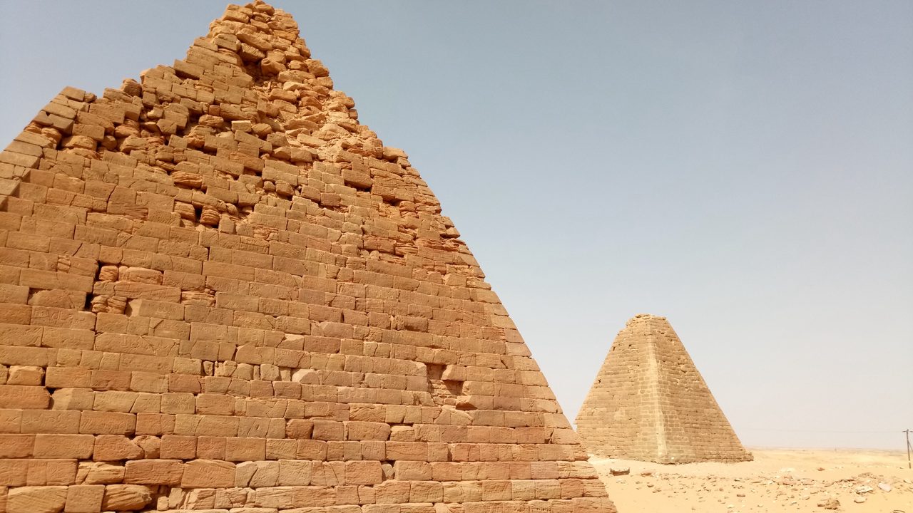 Ancient sandstone pyramids in the desert